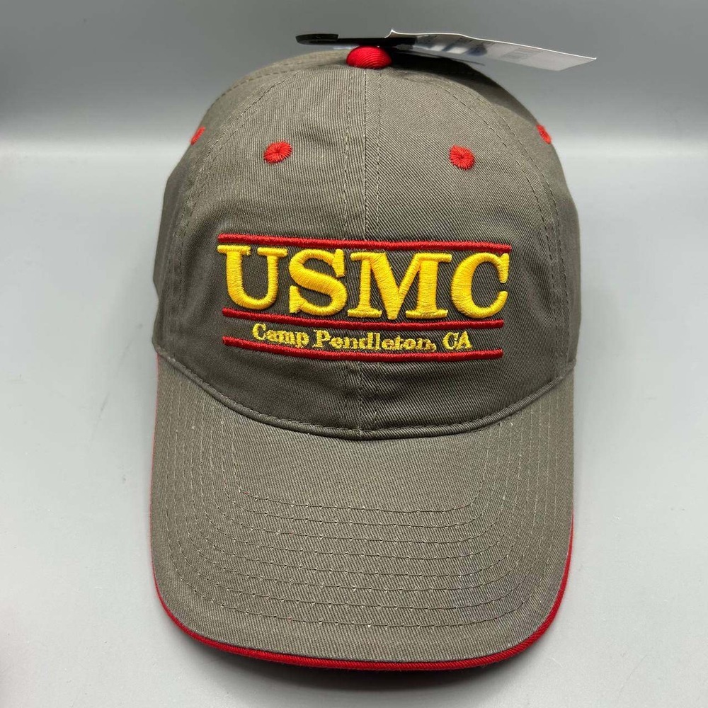 USMC U.S. Marine Corps Hat Men Gray Red The Game Strap Back Cap Cotton New